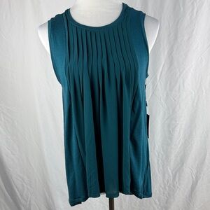 Simply Vera Vera Wang Teal Pleated Sleeveless Tunic Top